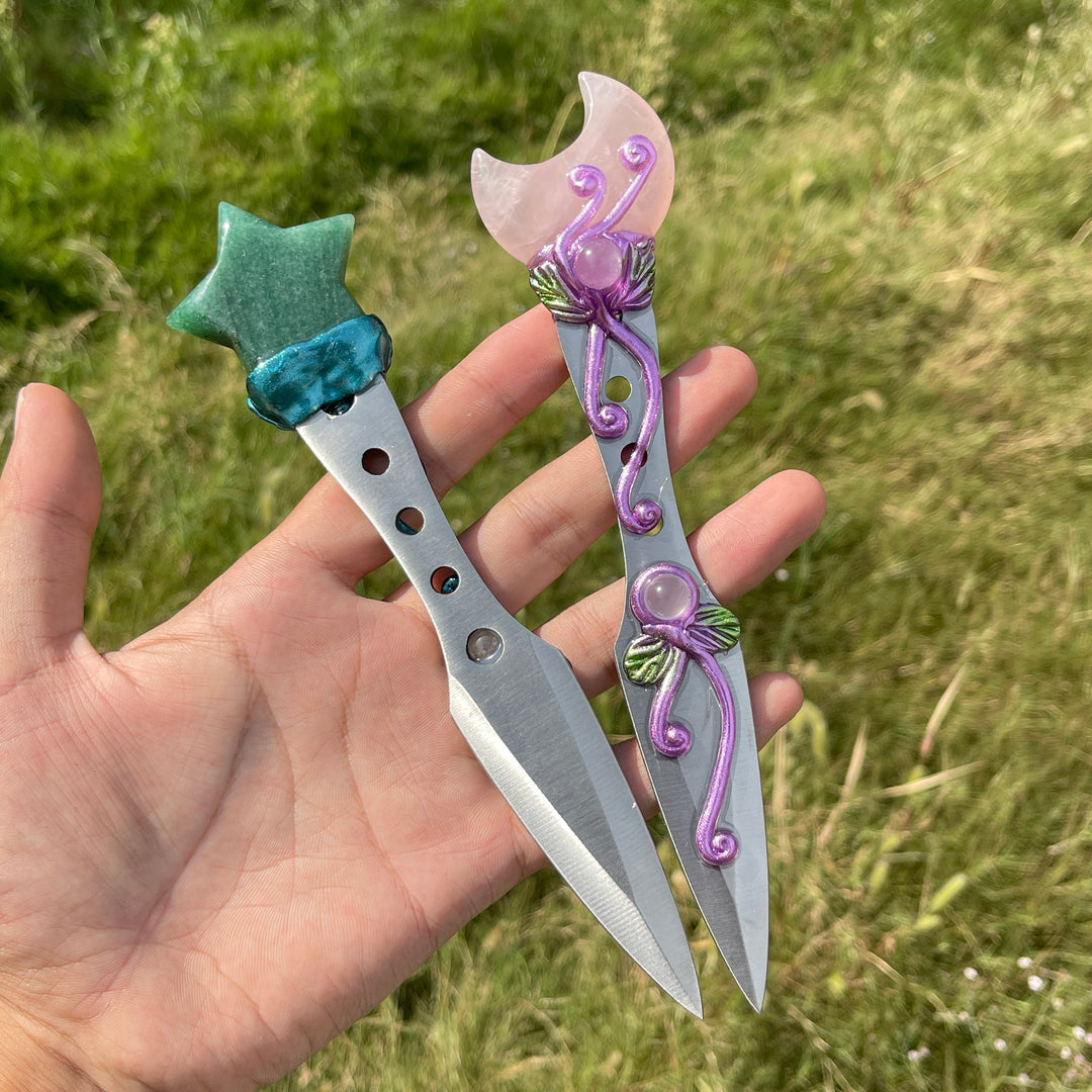 Natural Crystal Star & Moon Magical Dagger