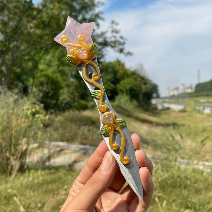 Natural Crystal Star & Moon Magical Dagger