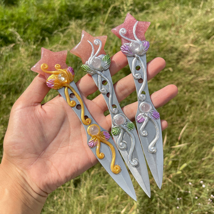 Natural Crystal Star & Moon Magical Dagger