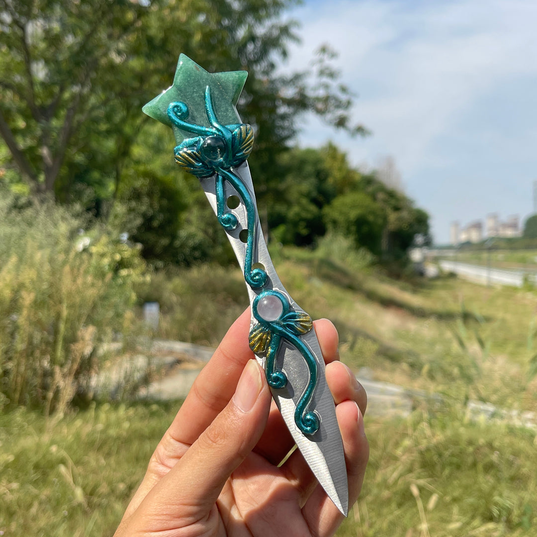 Natural Crystal Star & Moon Magical Dagger