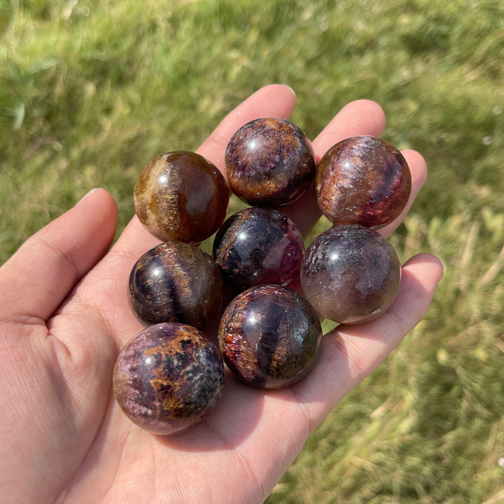 Natural Crystal Fluorite With Pyrite And Hematite Small Sphere