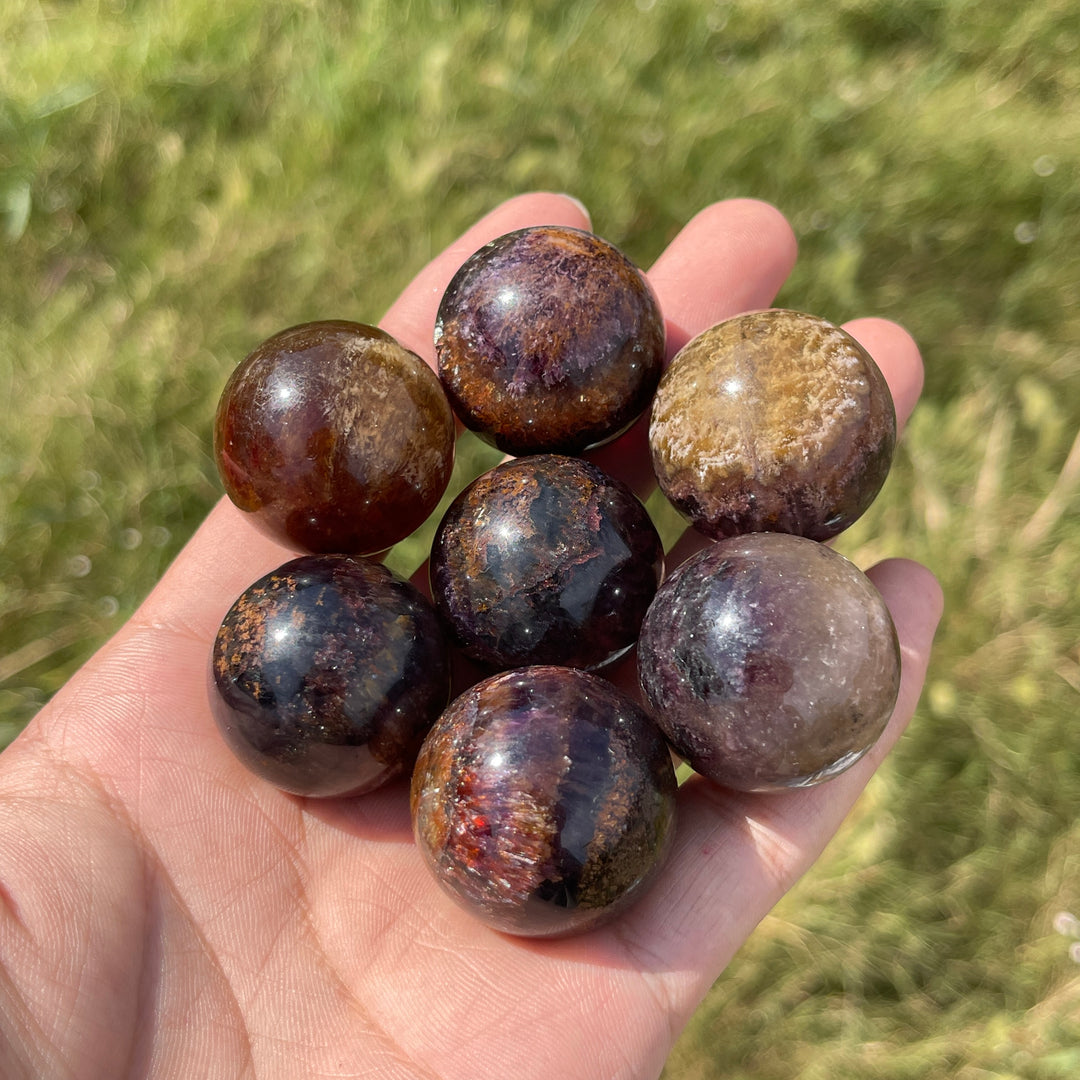 Natural Crystal Fluorite With Pyrite And Hematite Small Sphere