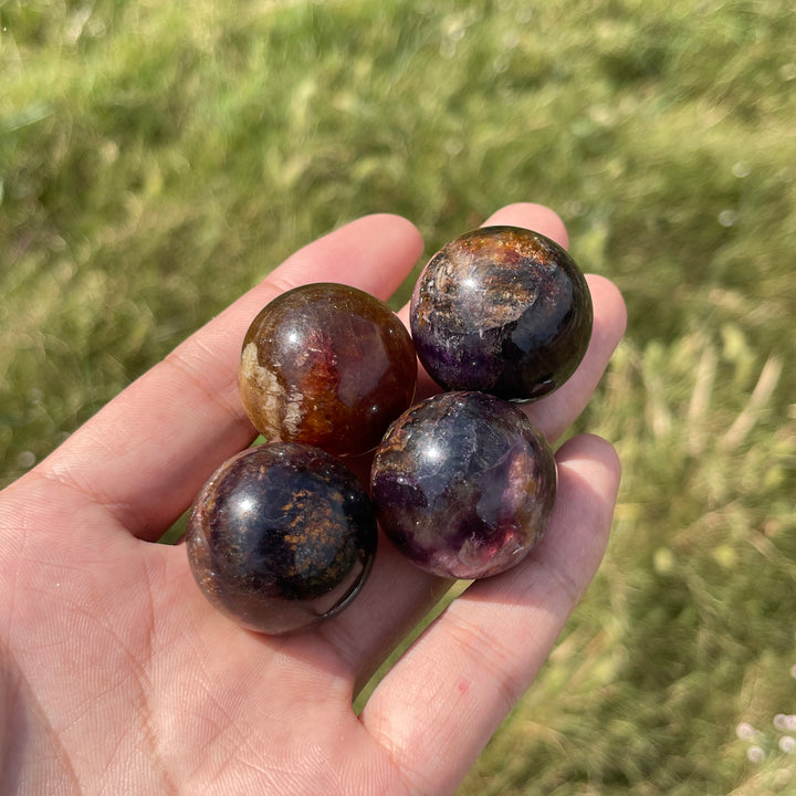 Natural Crystal Fluorite With Pyrite And Hematite Small Sphere