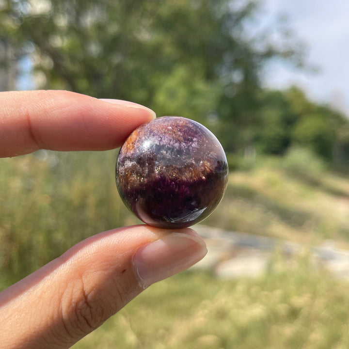 Natural Crystal Fluorite With Pyrite And Hematite Small Sphere