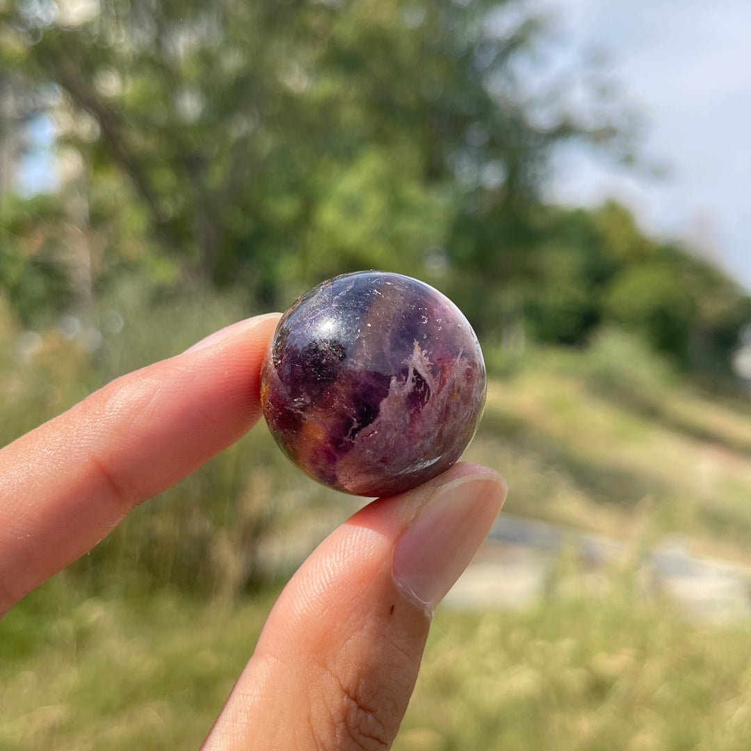 Natural Crystal Fluorite With Pyrite And Hematite Small Sphere