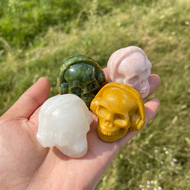 Natural Crystal Carving Headphone Skull