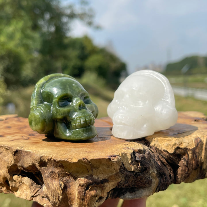 Natural Crystal Carving Headphone Skull