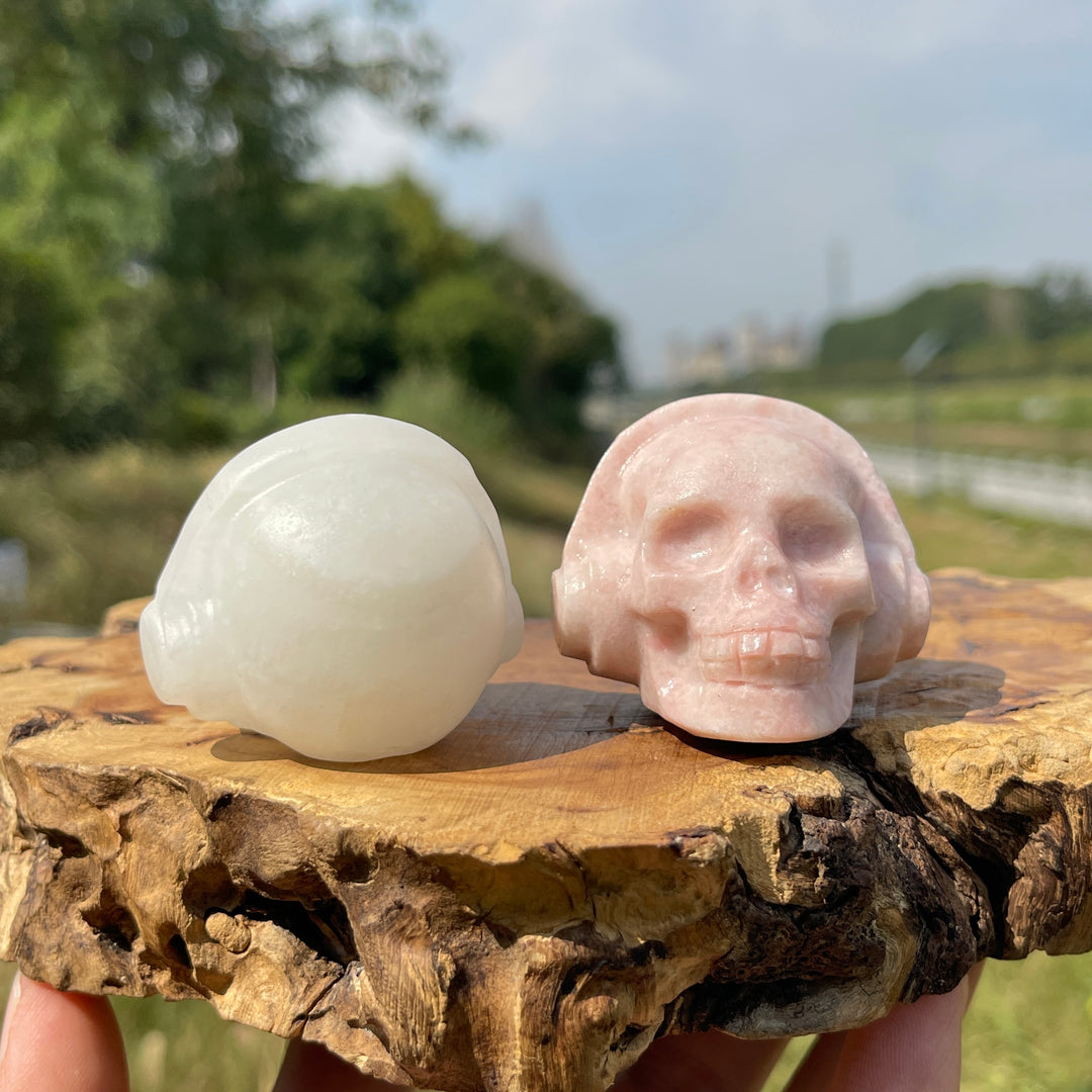 Natural Crystal Carving Headphone Skull