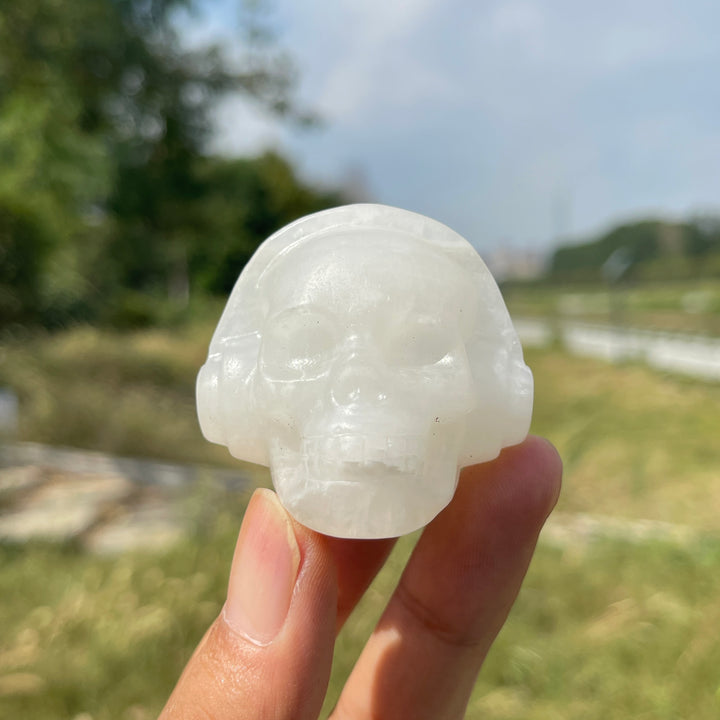 Natural Crystal Carving Headphone Skull
