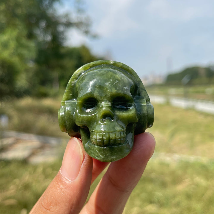 Natural Crystal Carving Headphone Skull