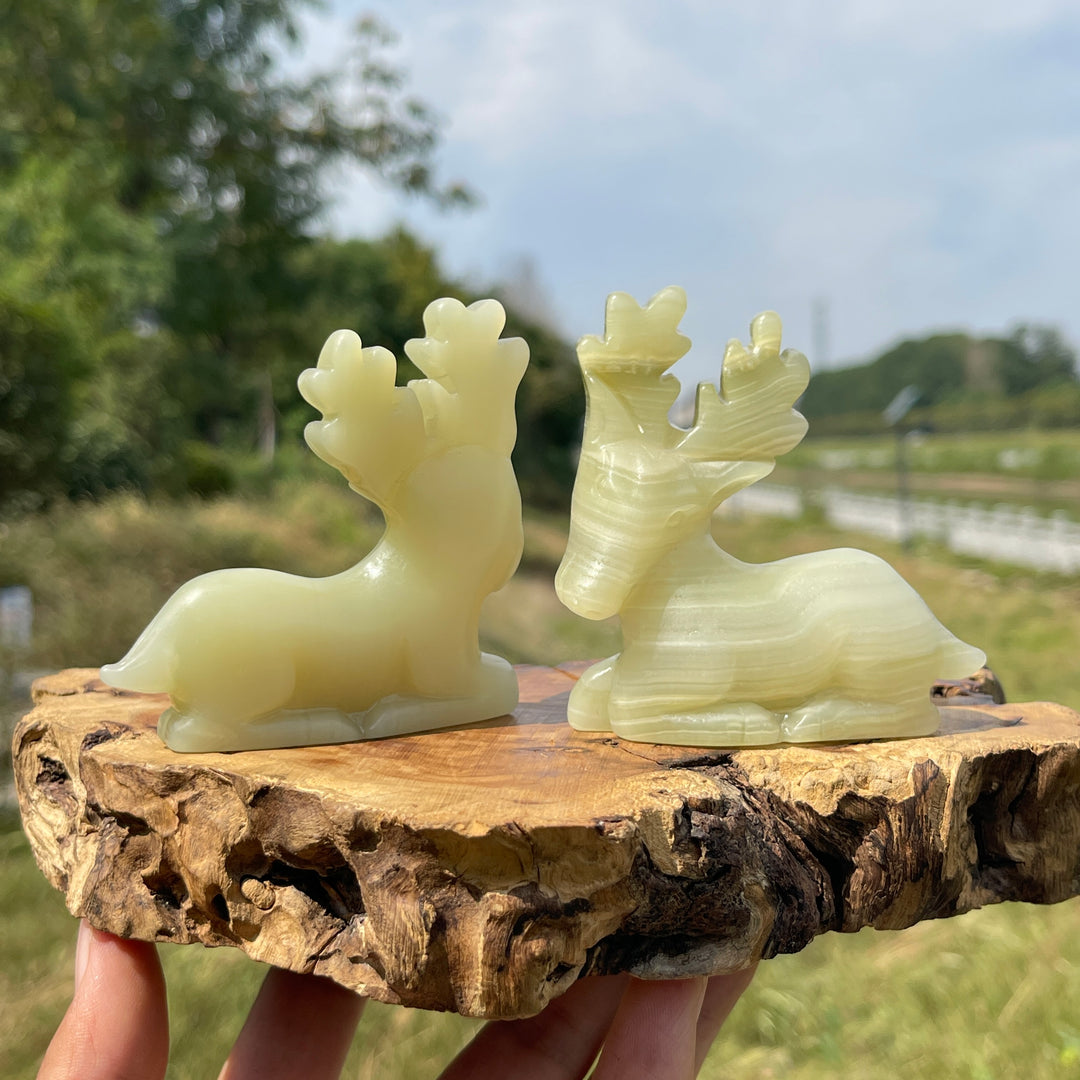 Natural Crystal Carving Afghanistan Jade Reindeer