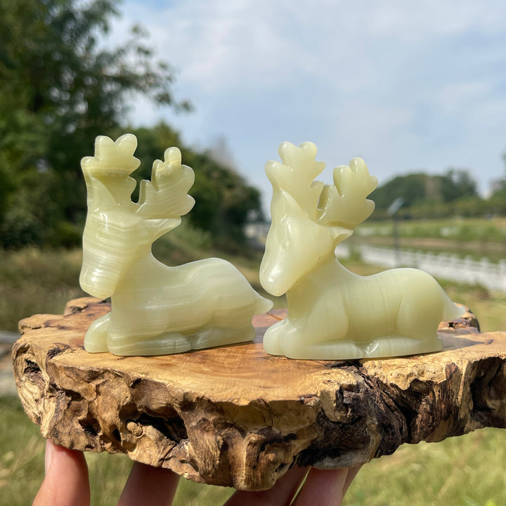 Natural Crystal Carving Afghanistan Jade Reindeer