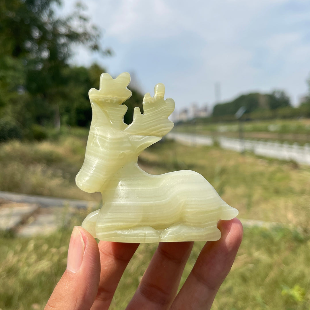 Natural Crystal Carving Afghanistan Jade Reindeer