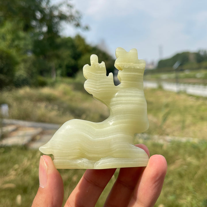 Natural Crystal Carving Afghanistan Jade Reindeer