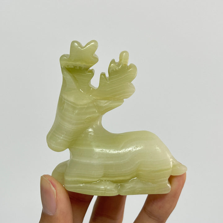 Natural Crystal Carving Afghanistan Jade Reindeer