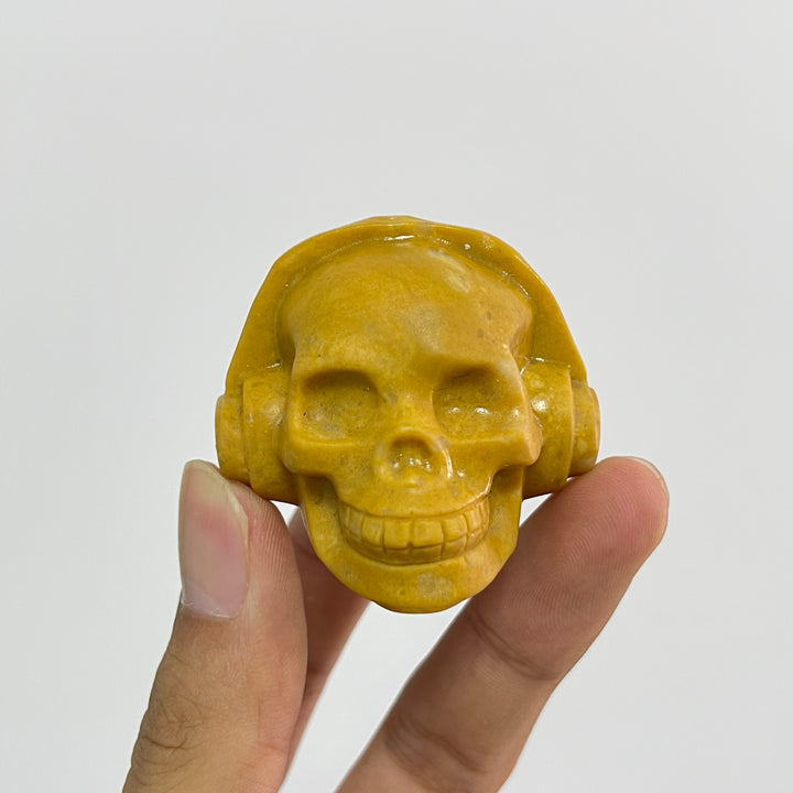 Natural Crystal Carving Headphone Skull