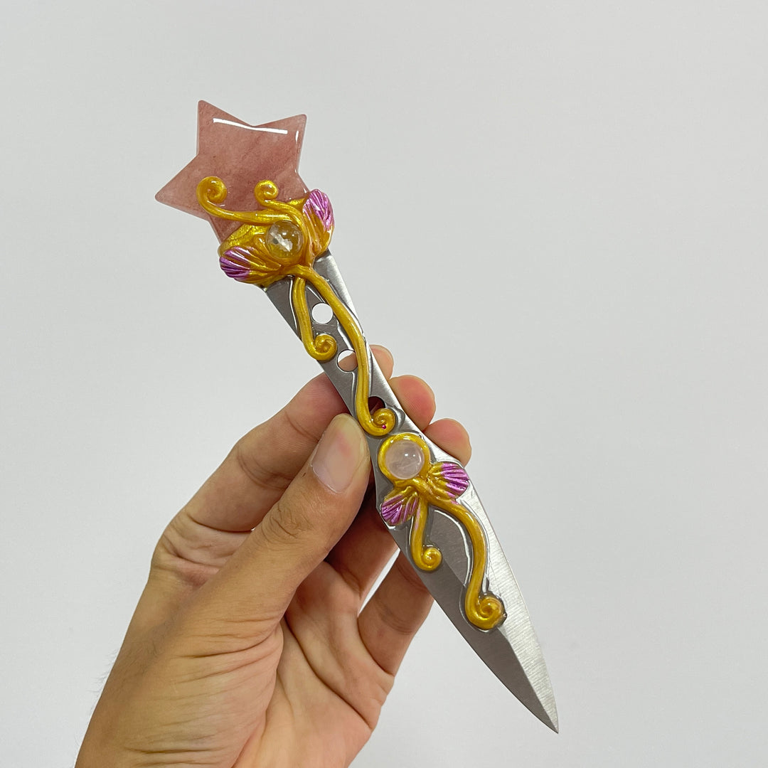 Natural Crystal Star & Moon Magical Dagger