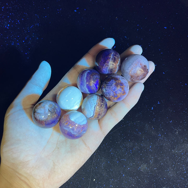 Natural Crystal Fluorite With Pyrite And Hematite Small Sphere
