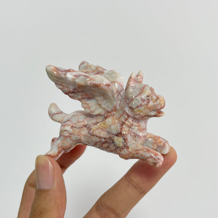 Natural Crystal Carving Winged Dog