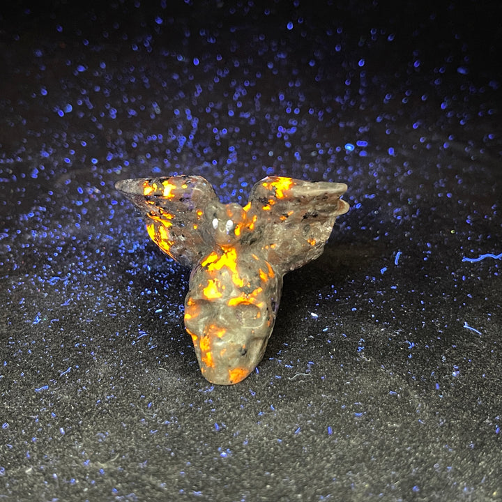 A Slightly Imperfect Natural Crystal Carving Skull With Cute Bat