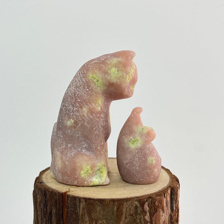 Natural Crystal Carving Cat With Mouse