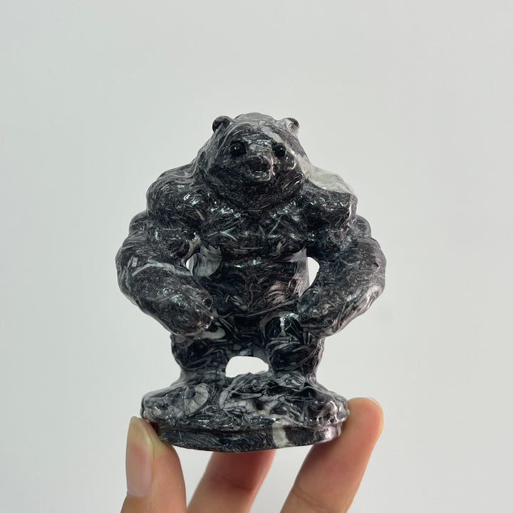 Unique,Natural Crystal Carving Shell Fossil Muscle Bear