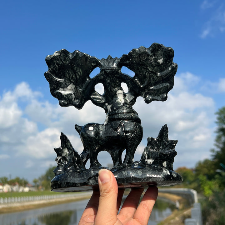 Unique,Imperfect Serpentine Deer Carving