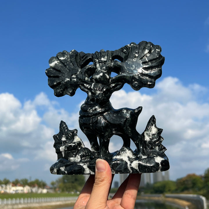 Unique,Imperfect Serpentine Deer Carving