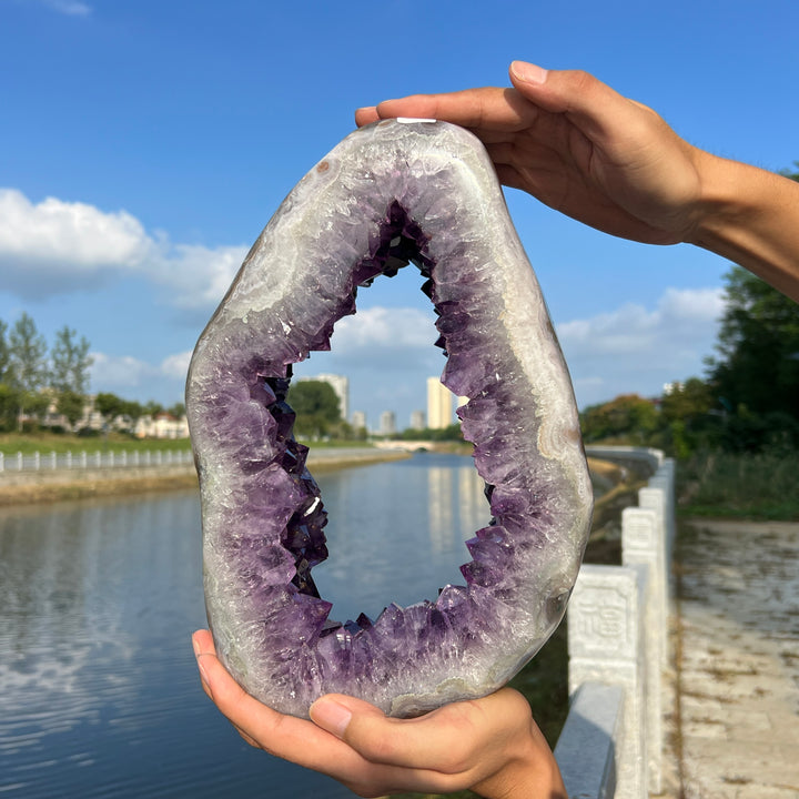 Unique,Imperfect Amethyst Portal With Stand