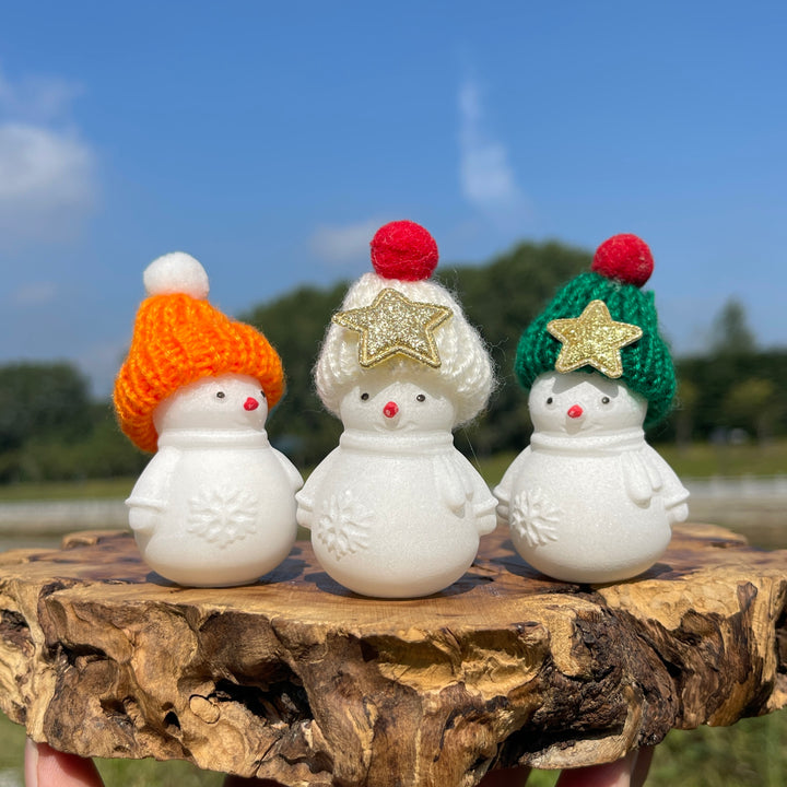 Natural Crystal Cute Knit Hat White Jade Snowman