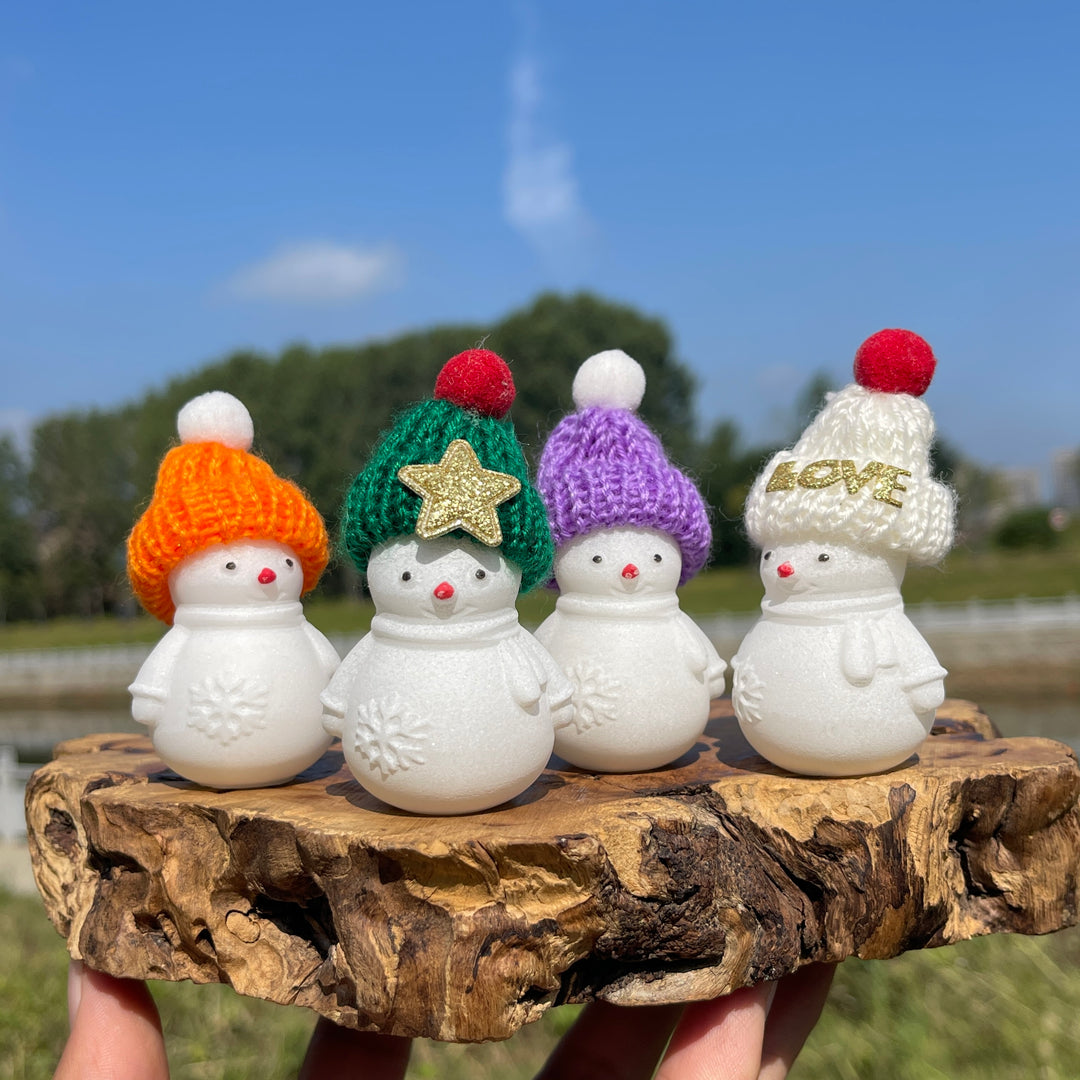 Natural Crystal Cute Knit Hat White Jade Snowman