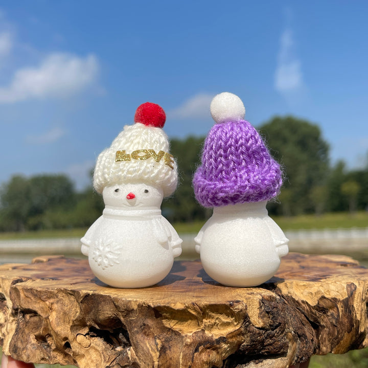 Natural Crystal Cute Knit Hat White Jade Snowman