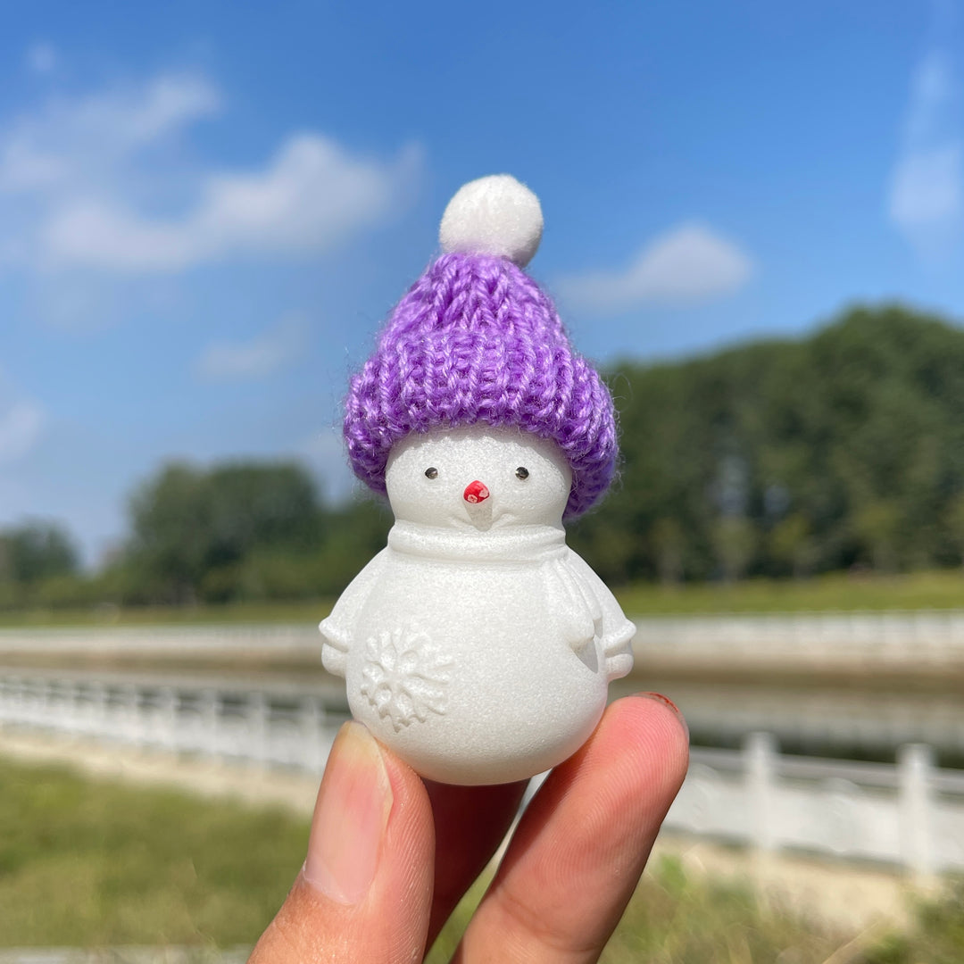 Natural Crystal Cute Knit Hat White Jade Snowman