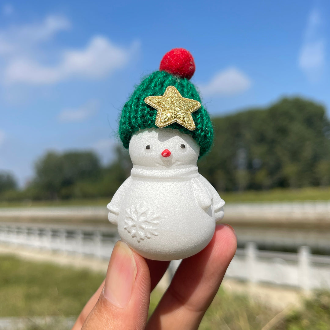 Natural Crystal Cute Knit Hat White Jade Snowman