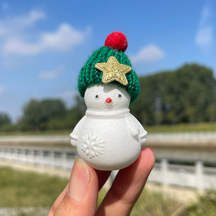 Natural Crystal Cute Knit Hat White Jade Snowman