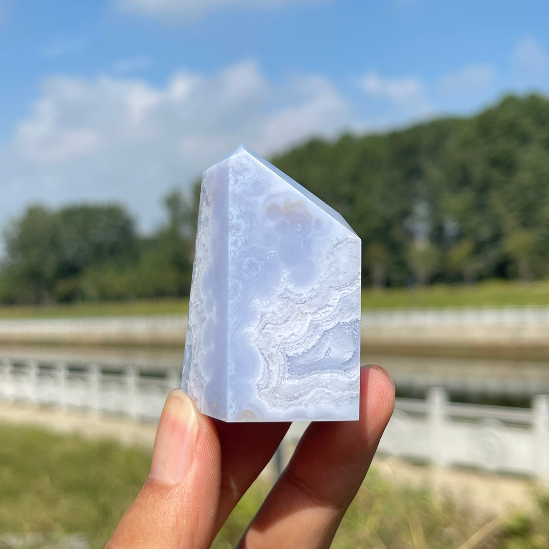 Unique,Natural Crystal Blue Lace Agate Freeform