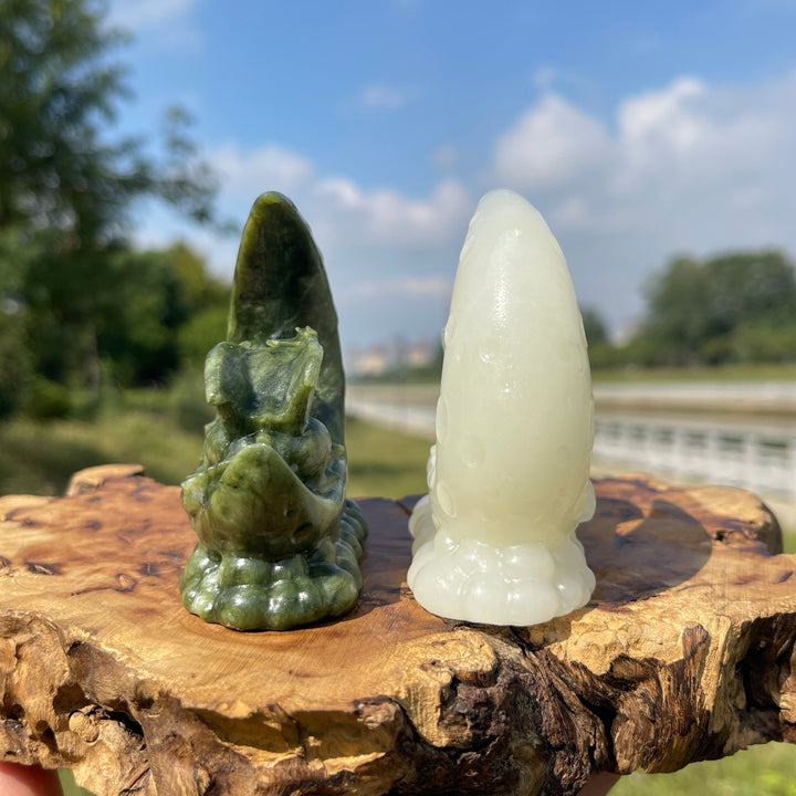 Natural Crystal Cute Sleeping Moon Dragon Carving