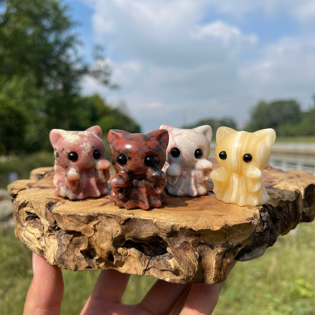 Natural Crystal Carving Adorable Ghost Cat