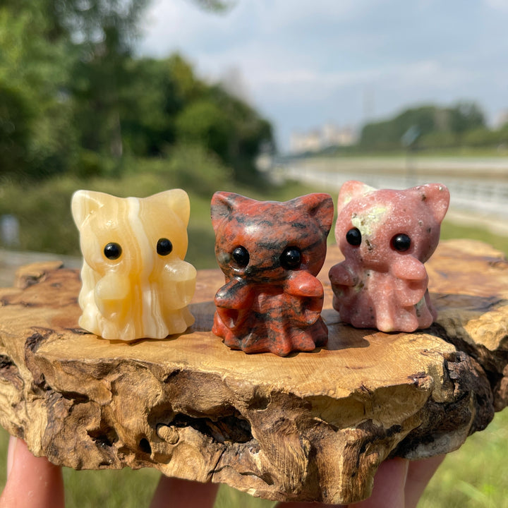 Natural Crystal Carving Adorable Ghost Cat