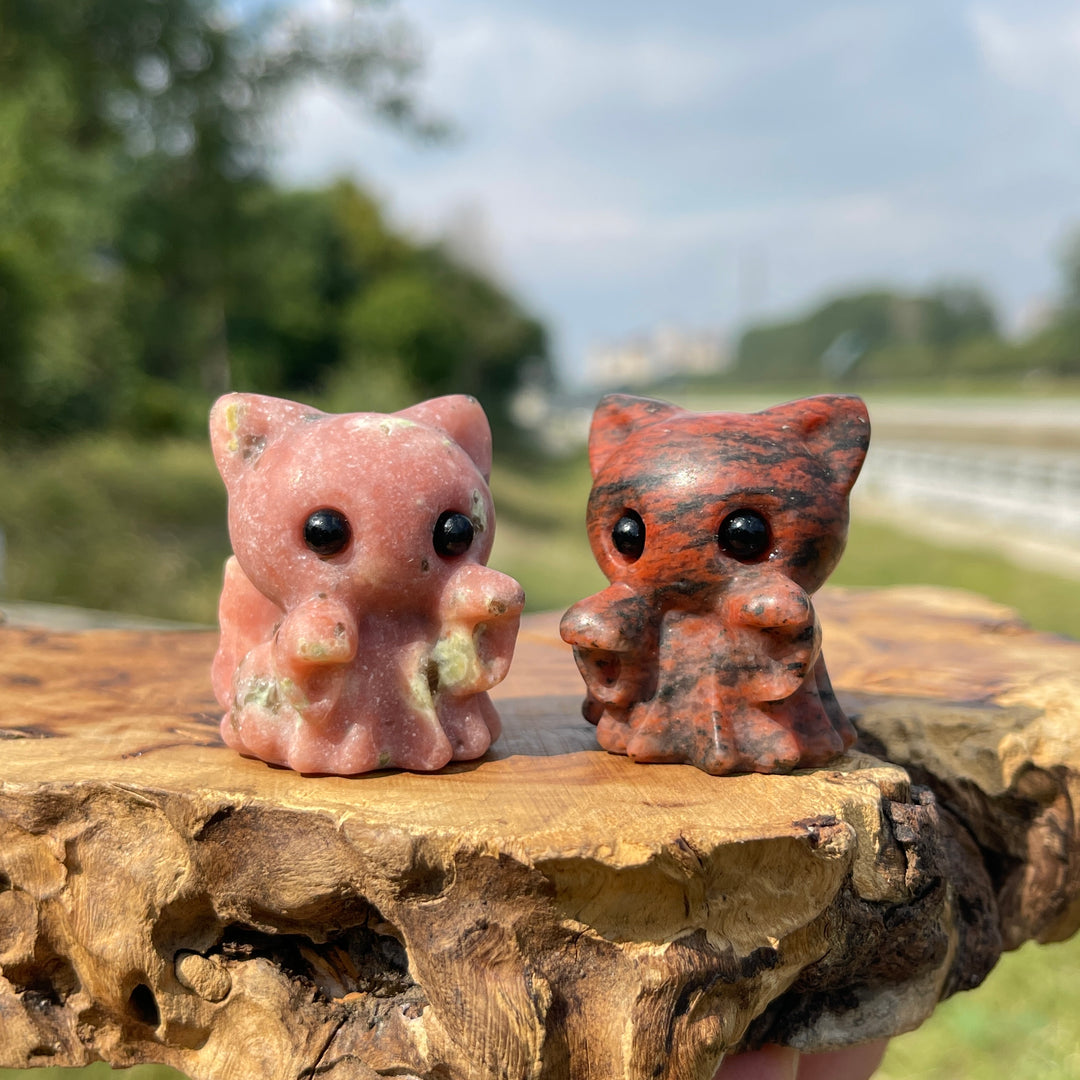 Natural Crystal Carving Adorable Ghost Cat