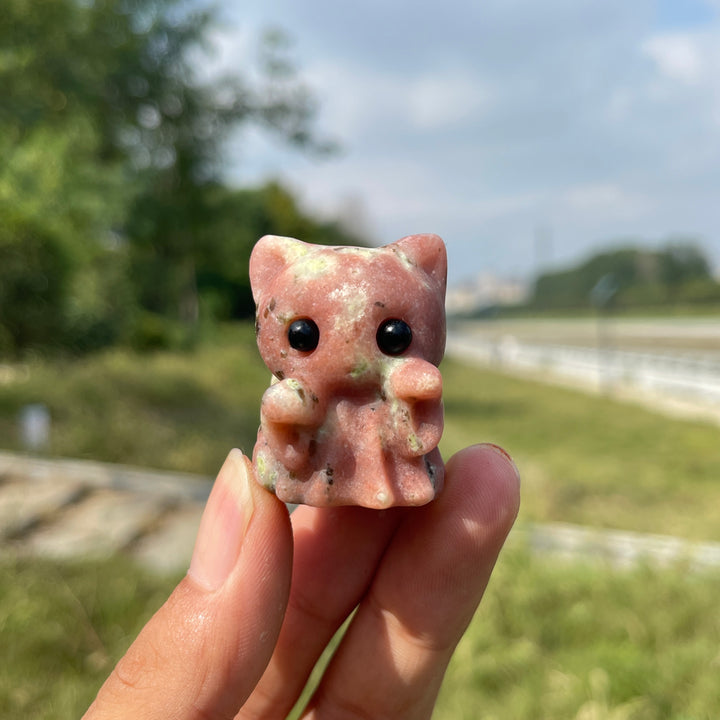 Natural Crystal Carving Adorable Ghost Cat