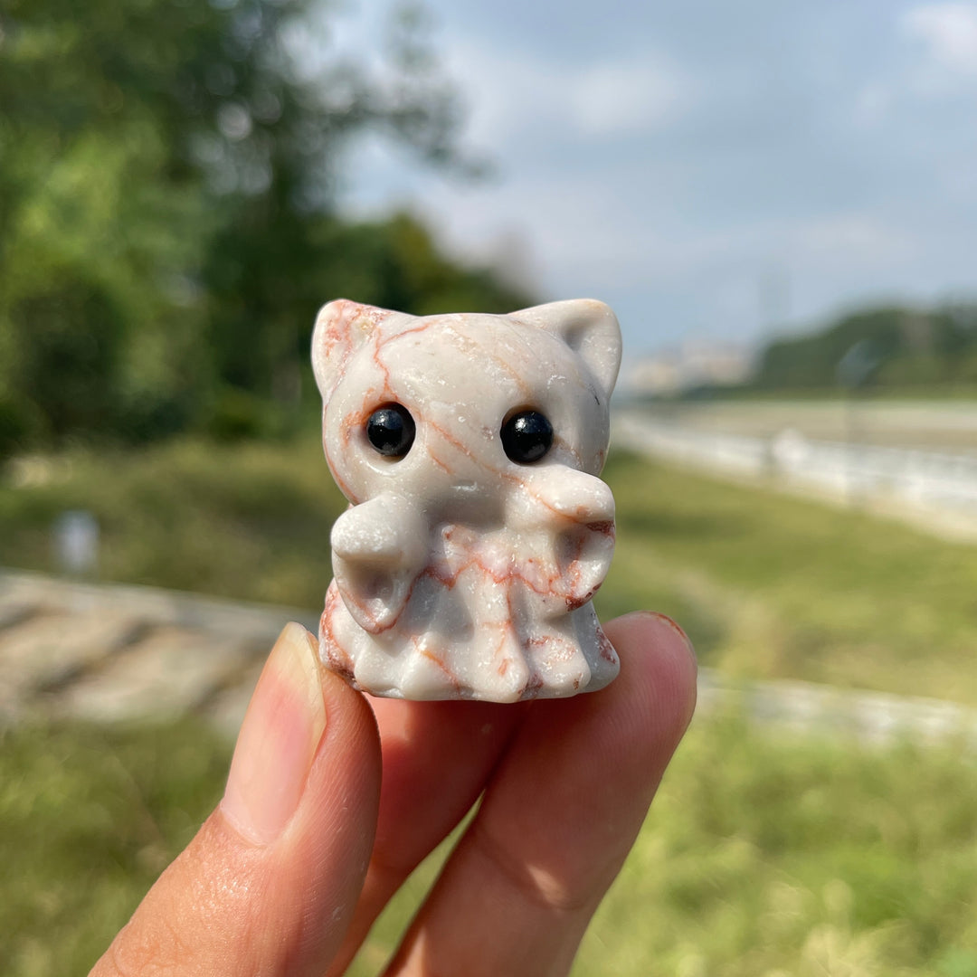 Natural Crystal Carving Adorable Ghost Cat