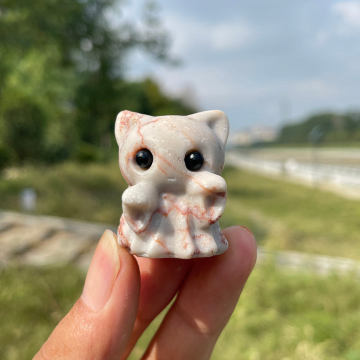 Natural Crystal Carving Adorable Ghost Cat