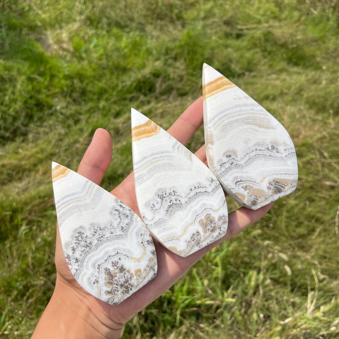 Natural Crystal Dendritic Calcite Teardrop