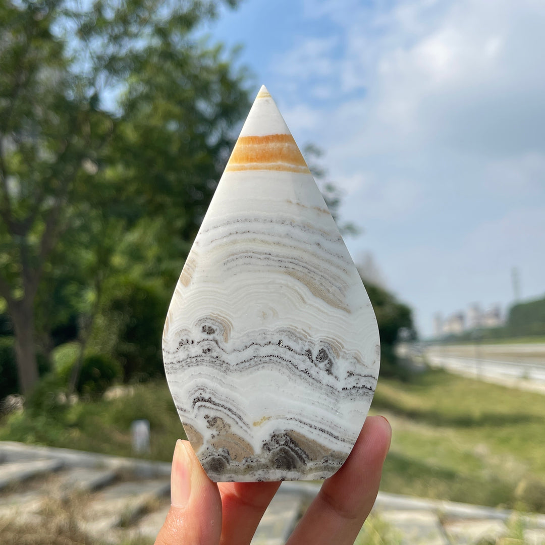 Natural Crystal Dendritic Calcite Teardrop