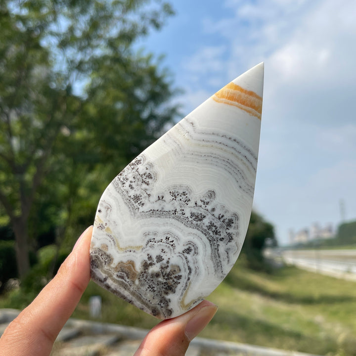 Natural Crystal Dendritic Calcite Teardrop