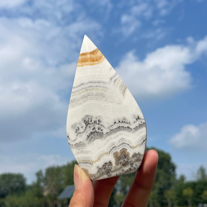 Natural Crystal Dendritic Calcite Teardrop