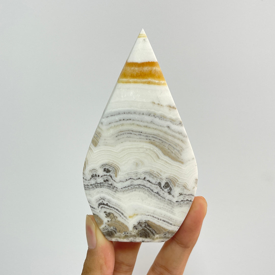 Natural Crystal Dendritic Calcite Teardrop