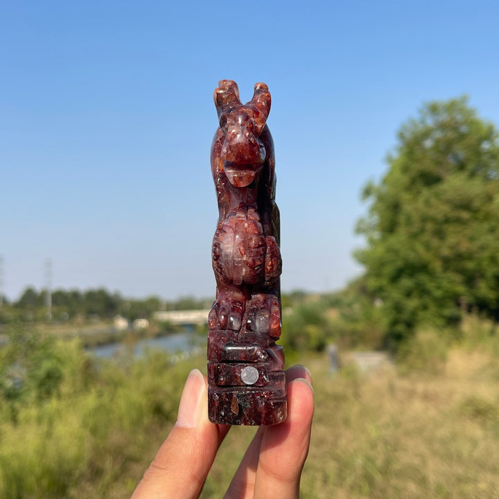 Unique,A Slightly Imperfect Natural Crystal Fire Quartz Flying Dragon Carving