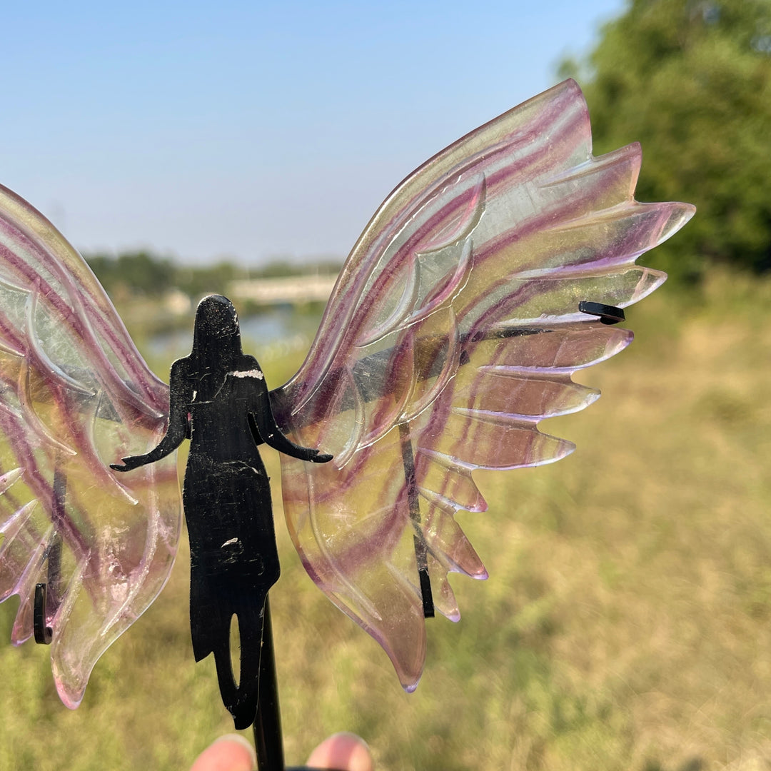 Unique,A Slightly Imperfect Natural Fluorite Angel Wings